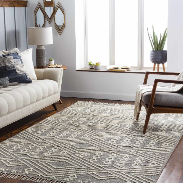 Skedee Gray Cream Diamond Area Rug - Clearance Fashion
