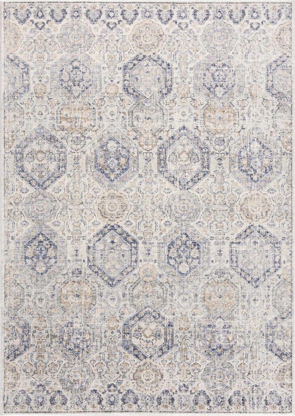 Parkerfield Cream & Blue Area Rug For Discount - Image 2