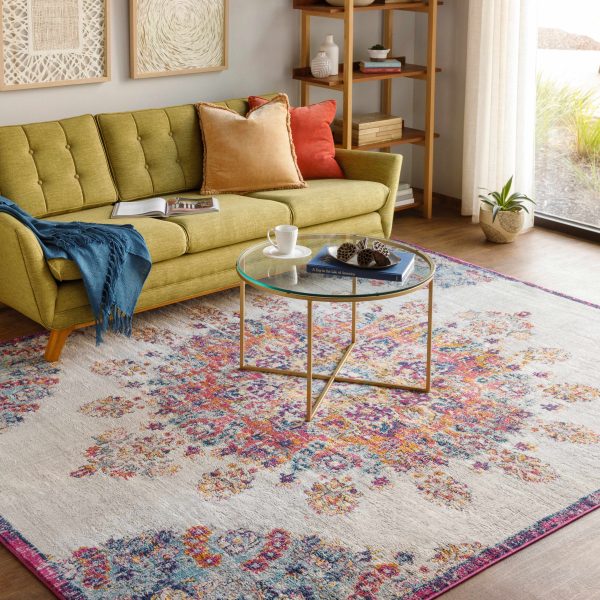 Euroa 9x12 Magenta&Cream Medallion Rug - Clearance Discount