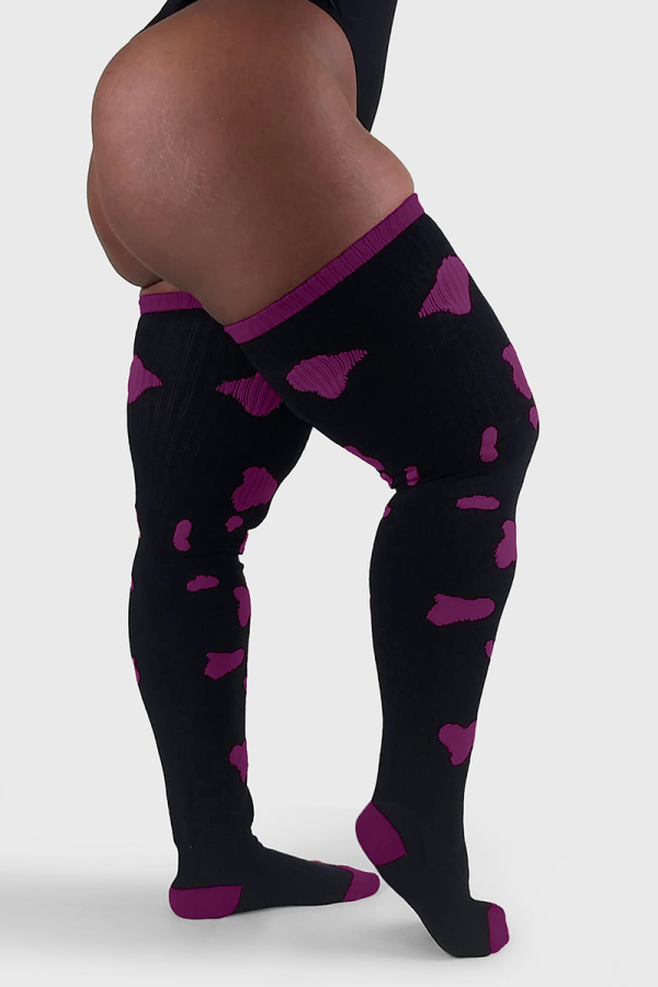 Thunda Tūbbies - Cow Print (Black w Purple Spots) For Sale - Image 4