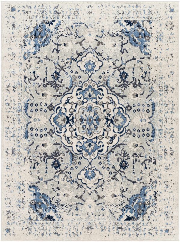 Kingussie 9x12 White Blue Boho Rug - Clearance Sale