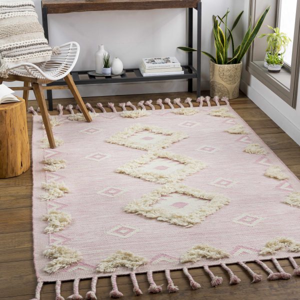 Gardner Pink Wool Tassel Rug - Clearance For Cheap
