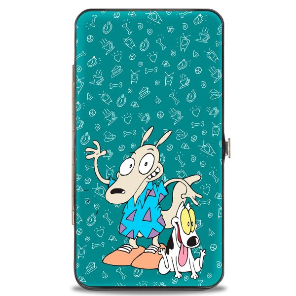 Hinged Wallet - Rocko s Modern Life Rocko & Spunky Pose + Logo Turquoise White Sale