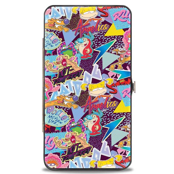 Hinged Wallet - Nick 90 s Logos 7-Show Characters Purple Multi Color Online now - Image 2