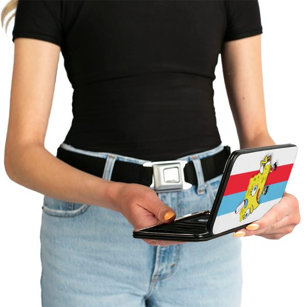 Hinged Wallet - Mocking SpongeBob Pose Stripe White Blue Red White Online - Image 4