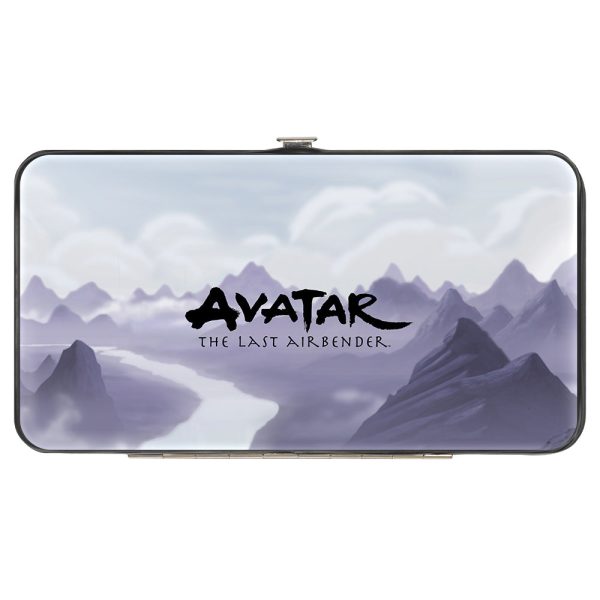 Hinged Wallet - Avatar the Last Airbender Appa Carrying 4-Character Group Scene Over Mountains + Logo Grays Black Hot on Sale - Image 2
