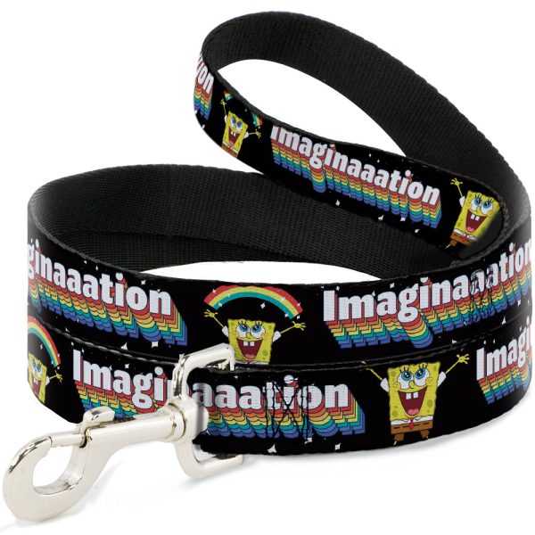 Dog Leash - SpongeBob Arms Up Rainbow Pose IMAGINAAATION Black Multi Color Sale